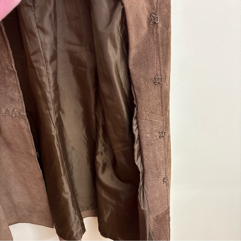 Vintage Fitted Leather Suede Sonoma Jacket Womens XL With Stitching Detail Brown - Picture 15 of 15